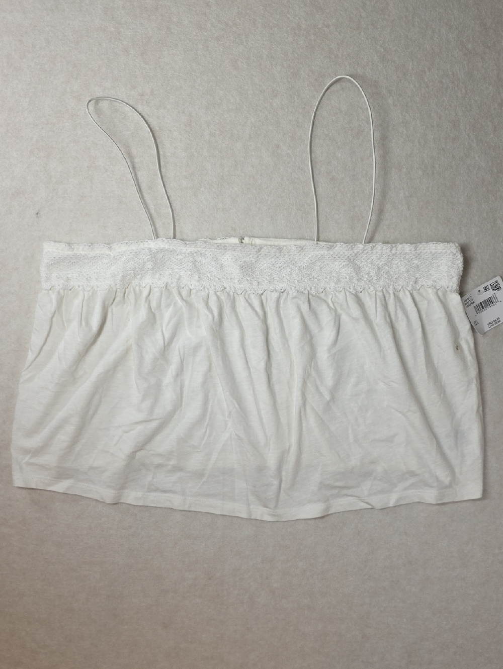 American Eagle Outfitters White Lace-Trim Oversized Crop Top Large